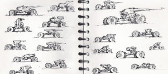 scifi vehicle thumbnail sketches