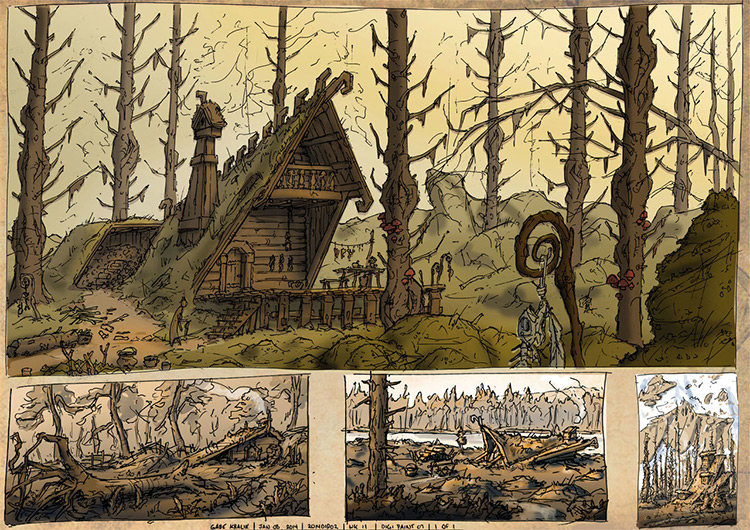 witch house forest concept art