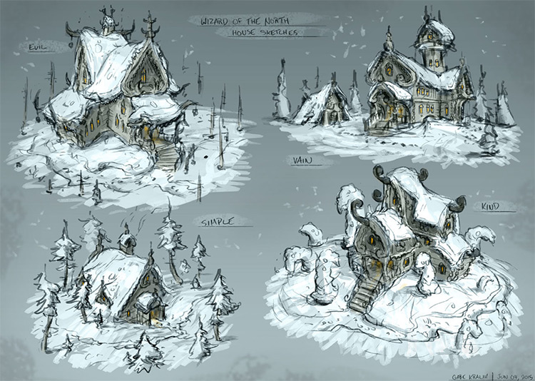 wizard of north house sketches snow