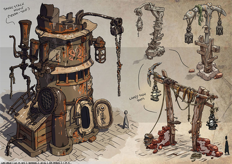 smokestack fireplace house concept art