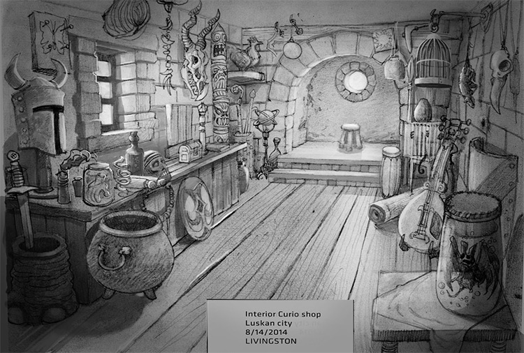 curio shop concept art interior