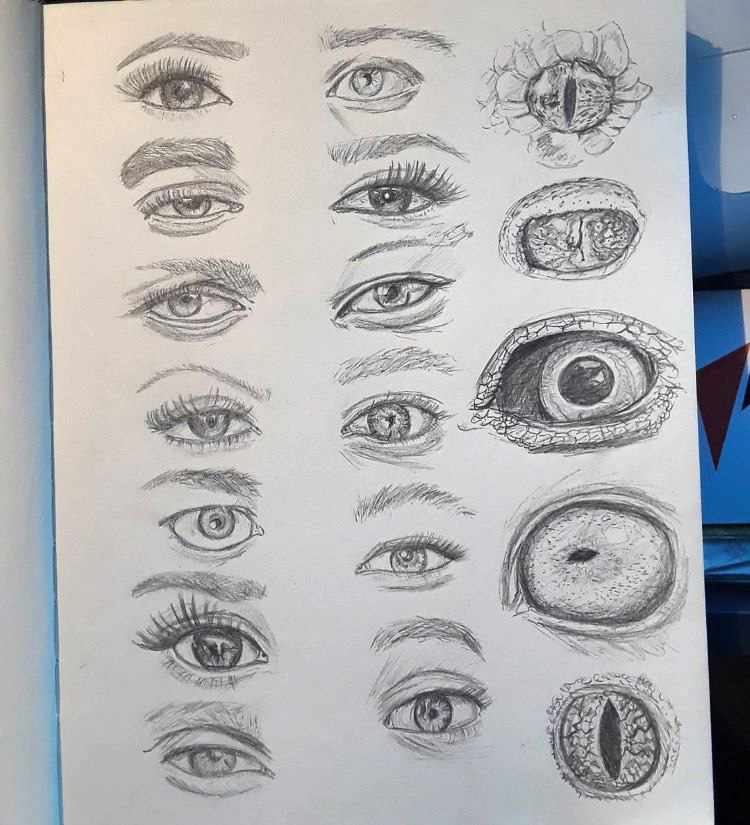 Sketchbook full of eyes