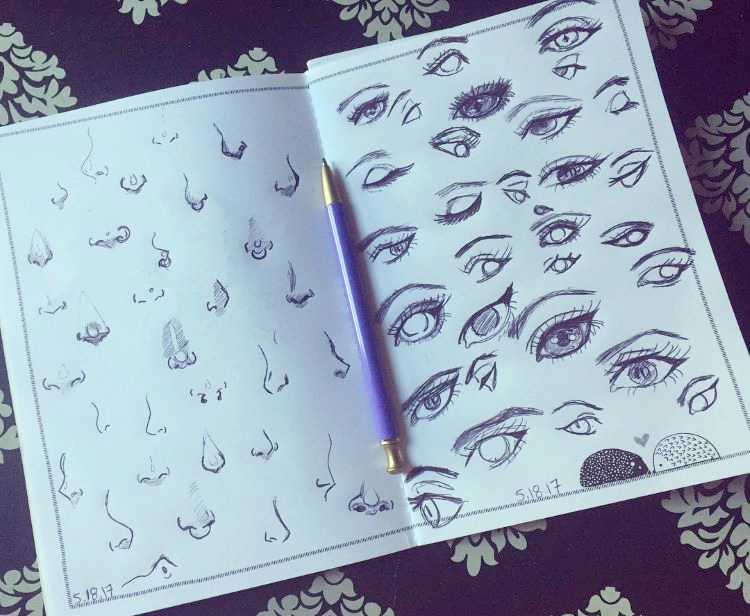 Notebook of eye sketches