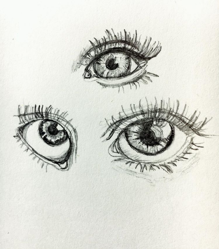 Eye pupil pencil drawing