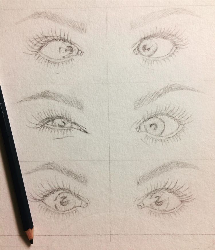 Cartoony eyes sketched out