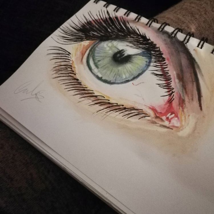 Realistic eye drawing in color