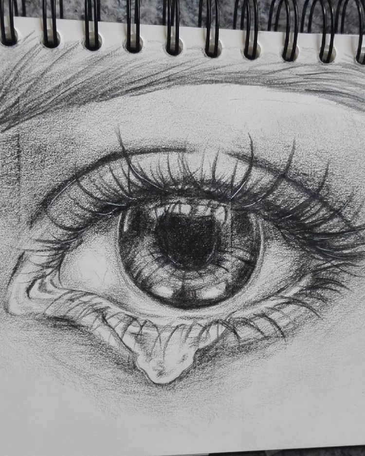 Drawing of a crying eye