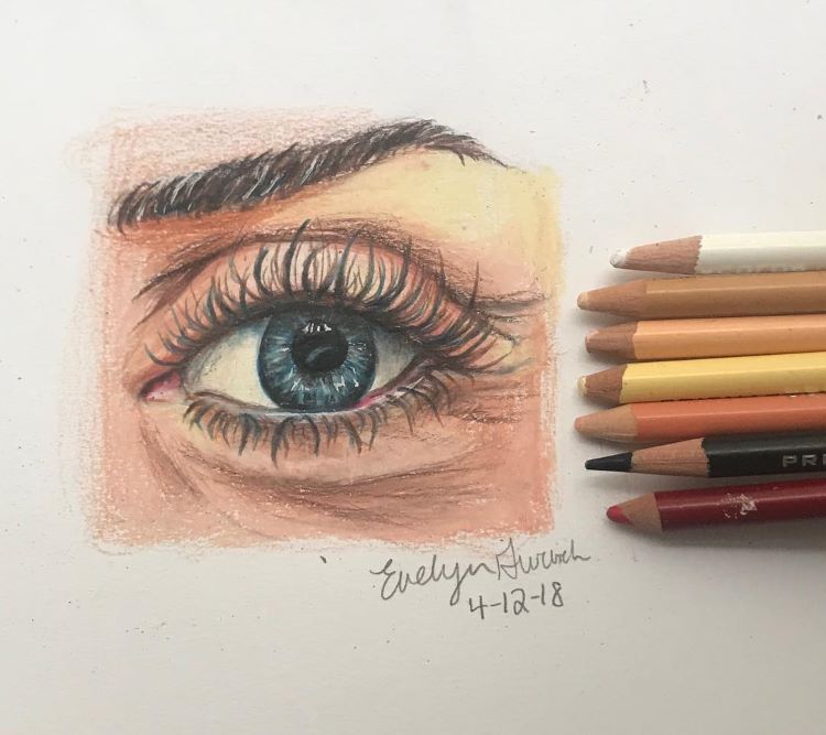 Eye drawing in colored pencil