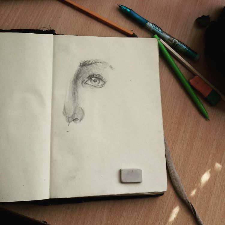 Sketchbook practicing eyes and nose