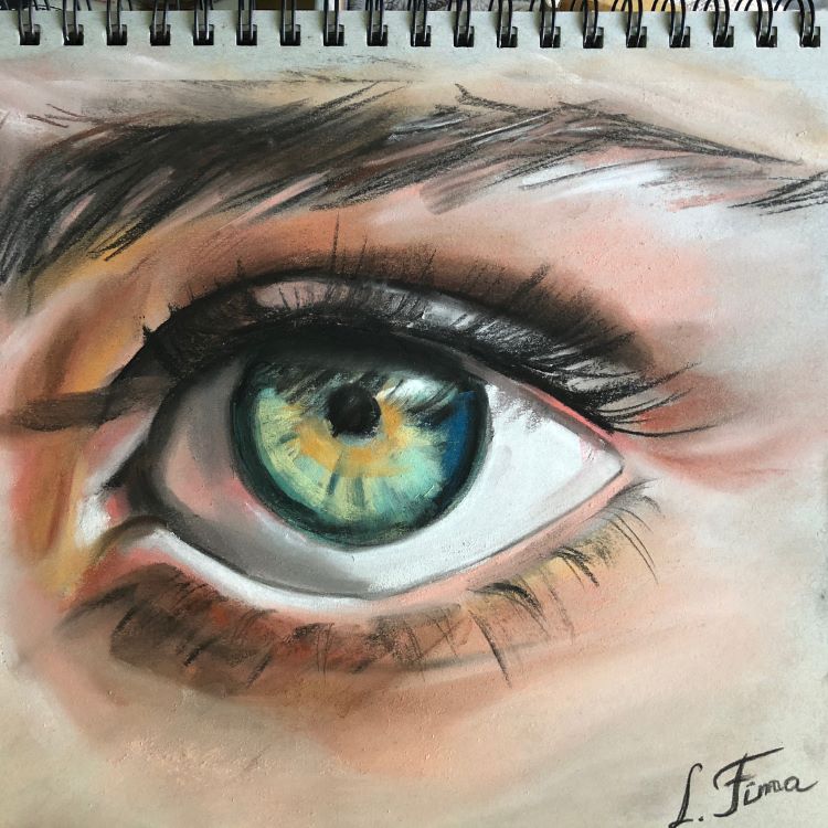 realistic eye drawing in color