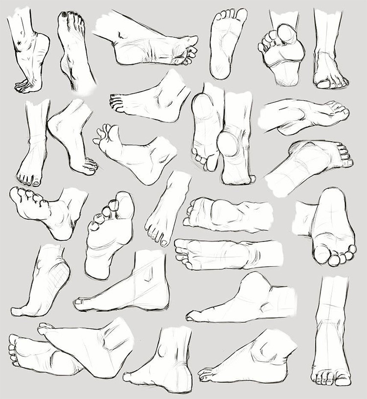 Digital drawings of feet