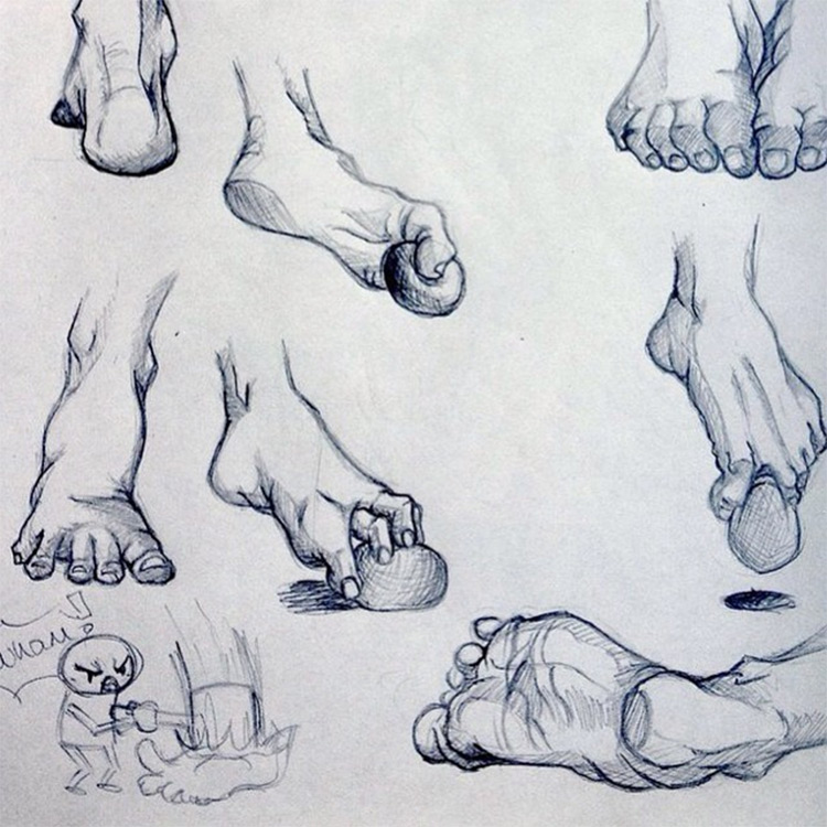 Dark feet holding balls