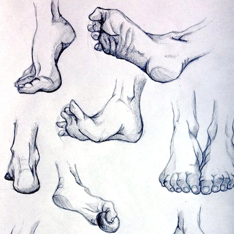 Feet and toes sketches in action