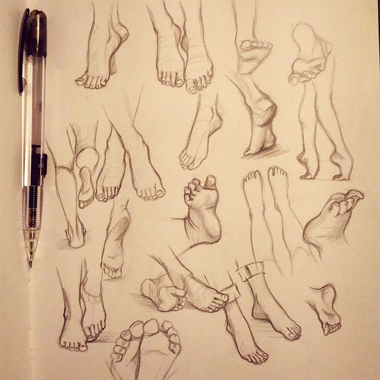 Clear sketches with feet