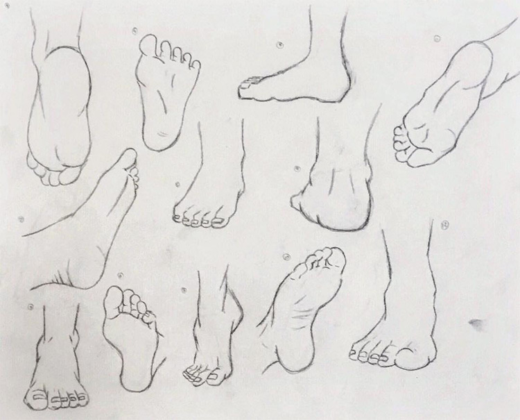 Beginner practicing feet