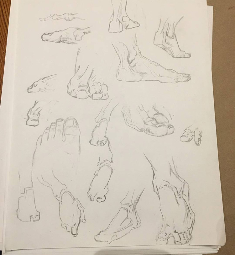 Quick sketches for feet studies