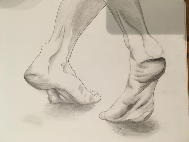 Practice rendering feet standing on tippie toes