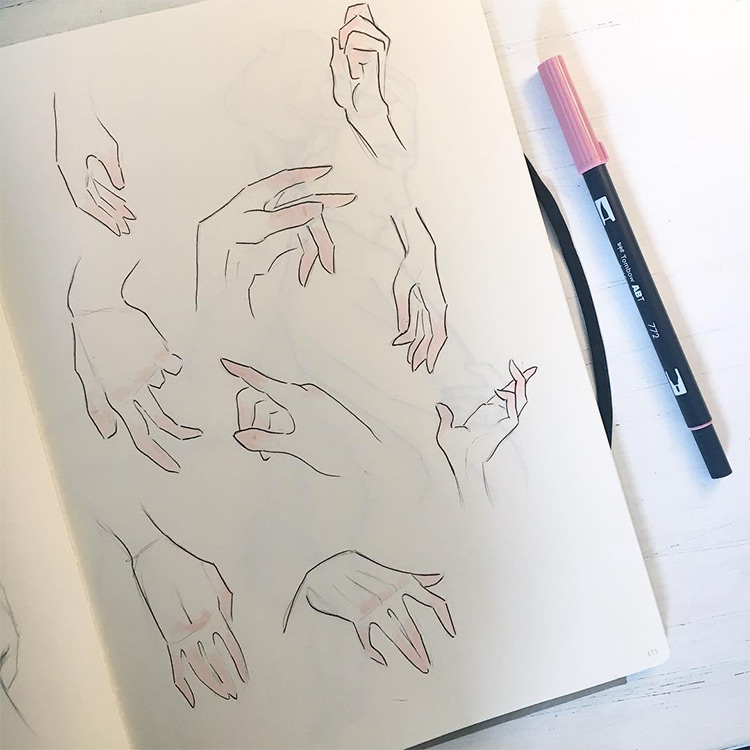 Premium Vector  Hand pose line art sketch drawing