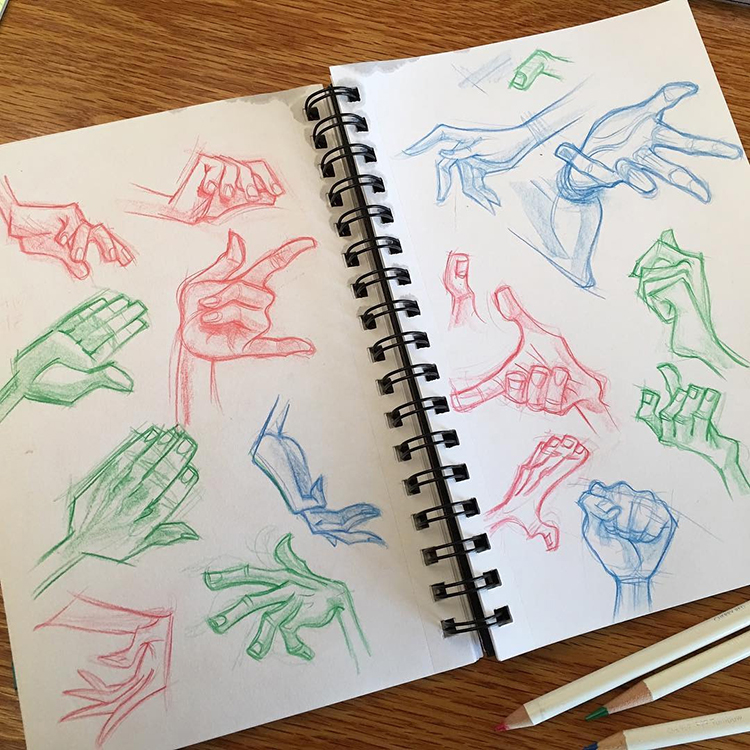 Colorful hand sketches for practice