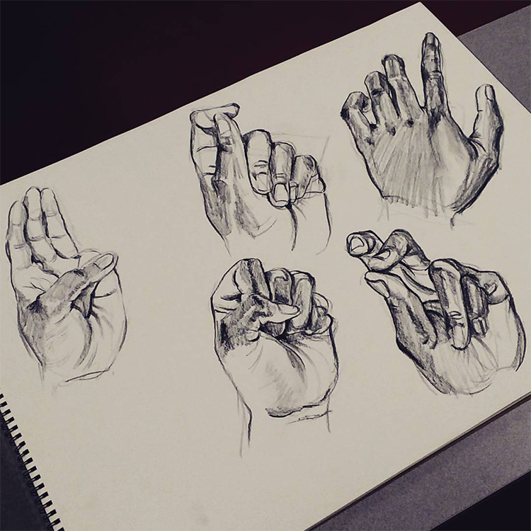 Dark hand finger drawings