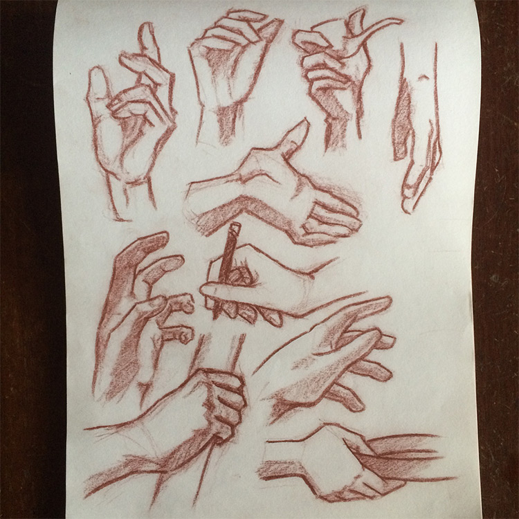 female hand and arm drawings