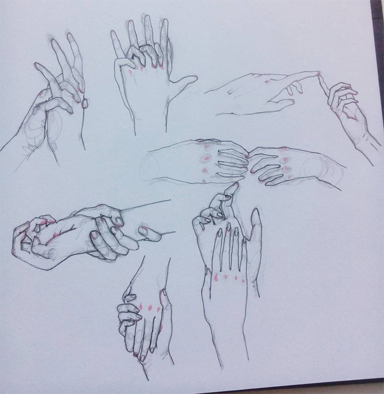 drawing hands grabbing