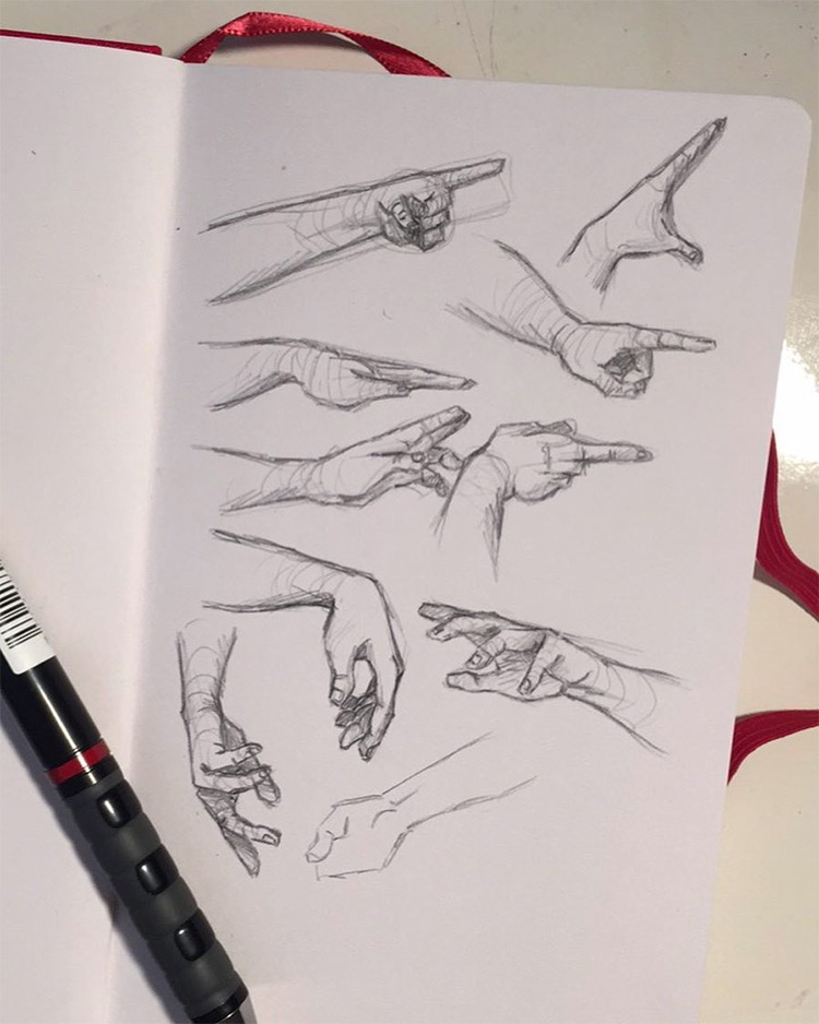 Thin fingers clean hand drawings