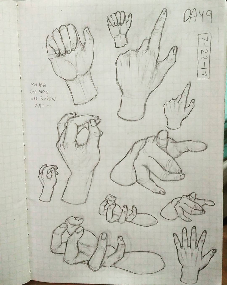 Drawing fingers in poses