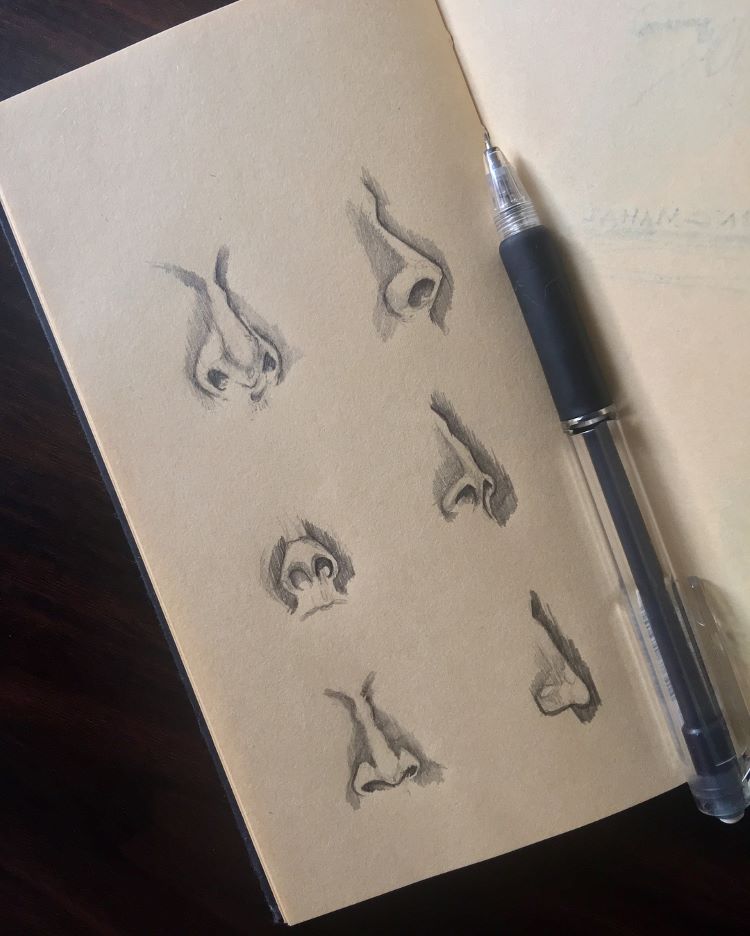 Moleskine sketchbook with noses