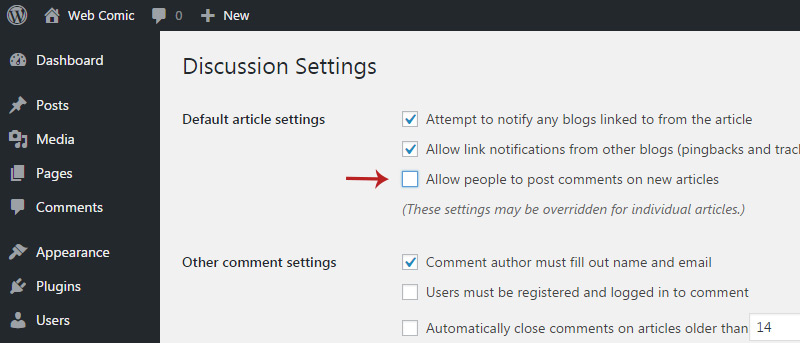 disable comments wp