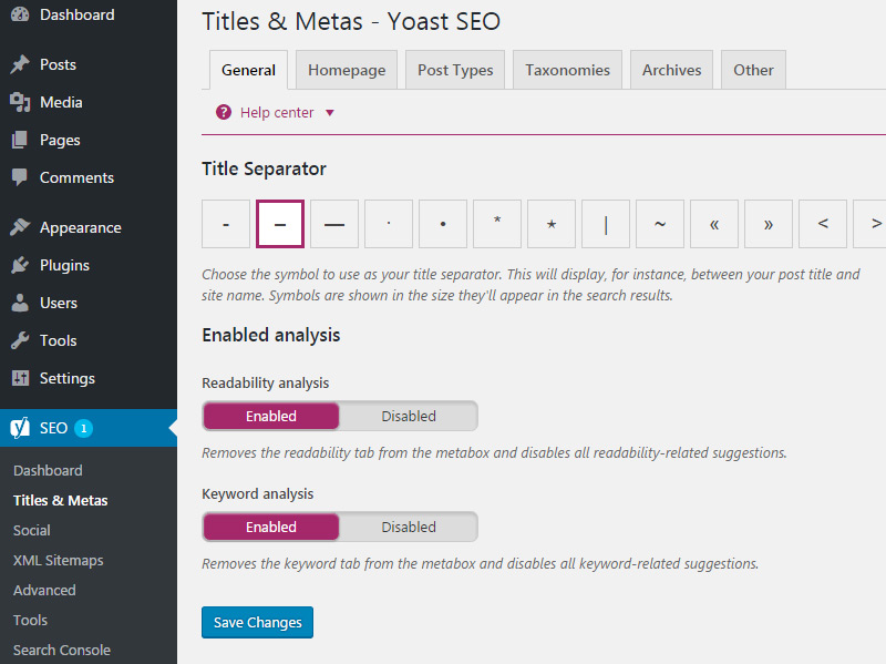 yoast seo dashboard