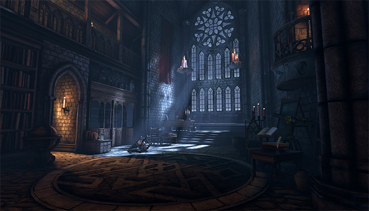 gothic interior library concept art