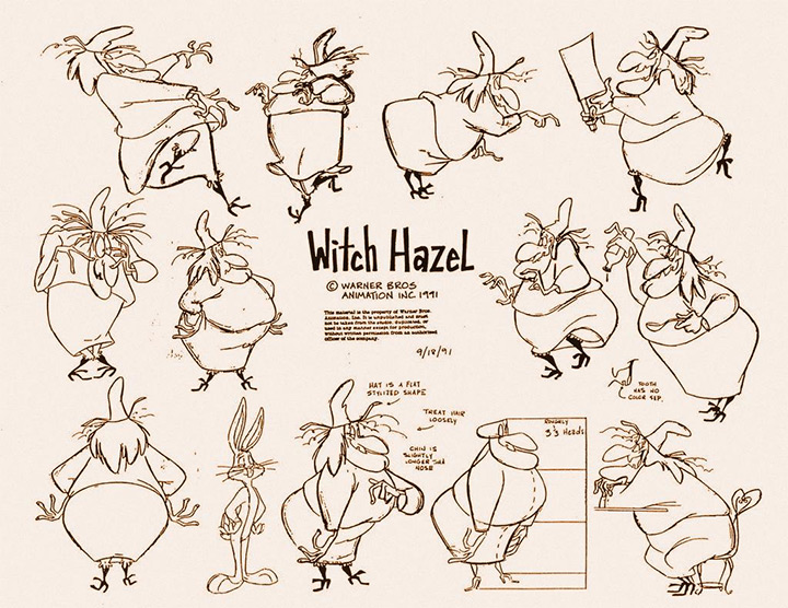 bugs bunny witch hazel model sheet