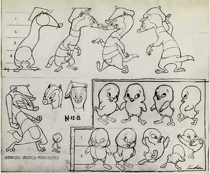 weasel chicken 1952 cartoon model sheet