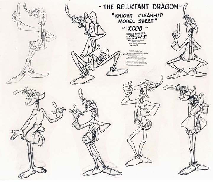 the reluctant dragon model sheet