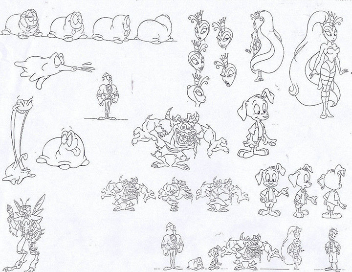 characters from earthworm jim model sheet